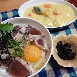 鰹たたきの漬け丼